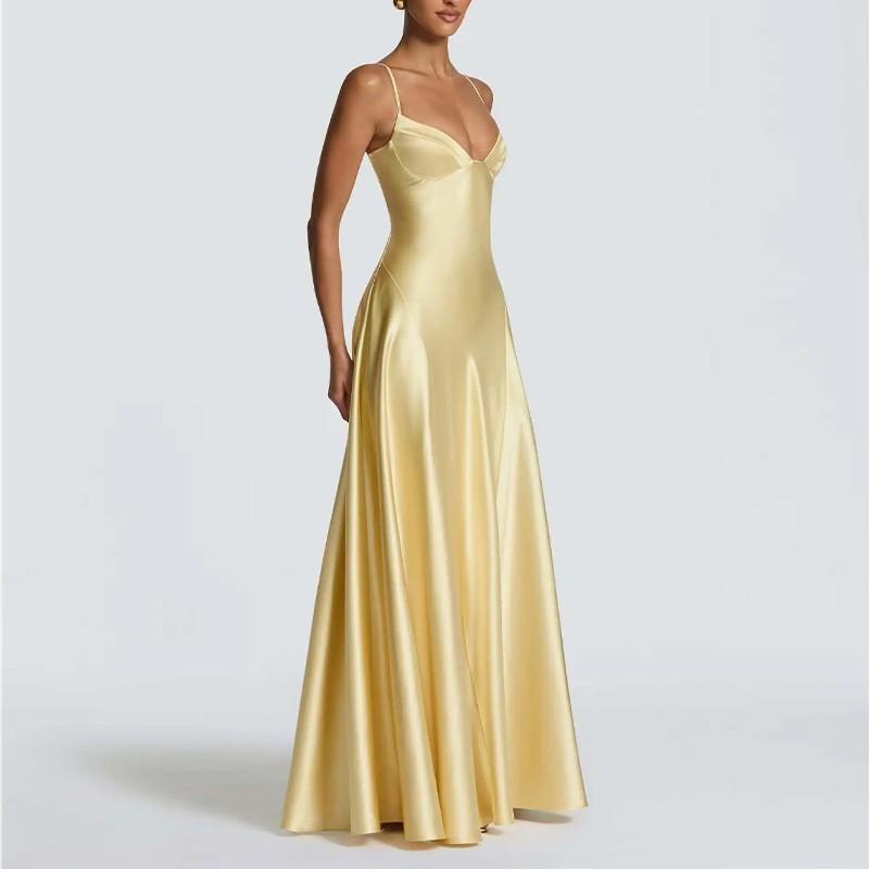 Elegant Slim Fit Solid Color French Style Sleeveless Maxi Dress High Waist 2026 Womens Casual Office Wear