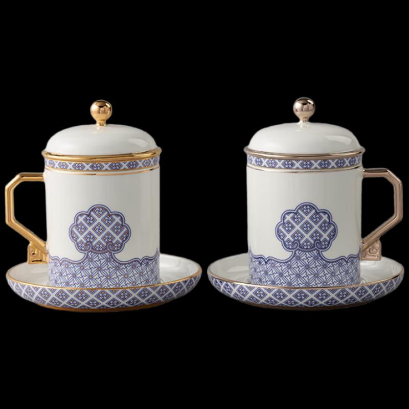 Yongfengyuan Peaceful World Ceramic Lidded Cup Set