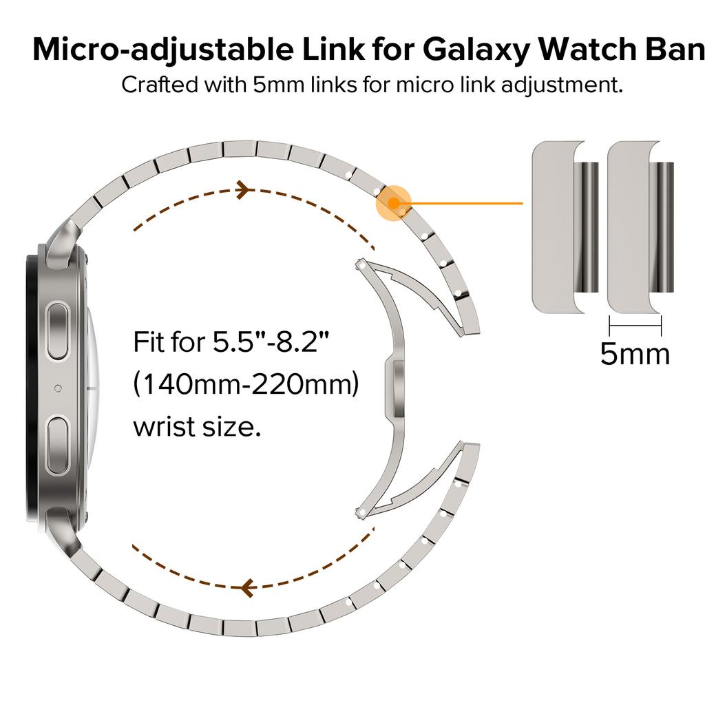 For Samsung Galaxy Watch Ultra (2025) 47mm/Ultra 47mm Titanium Alloy One-bead Watch Strap with Butterfly Clasp