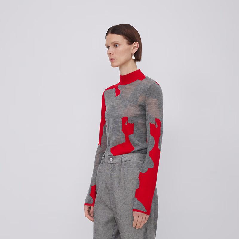 LESS 2023 Winter 100% Wool Mock Neck Sweater