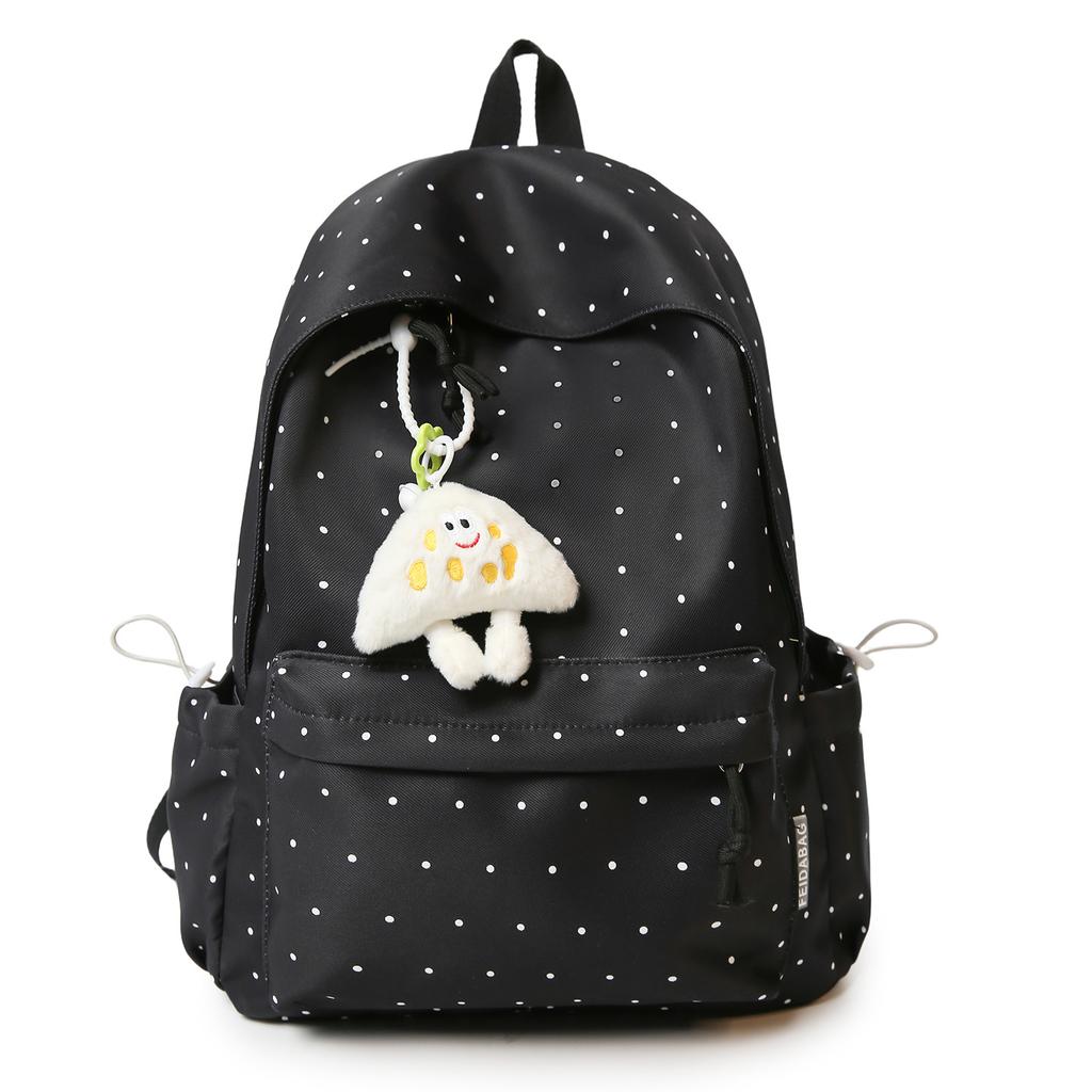 Schoolbag Japanese Ins New Fresh, Sweet and Cute Polka Dot Backpack for Junior High School Students, Lightweight and Versatile Backpack