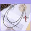 Hip Hop Cross Pendant Waist Chain Metal Dual Layer Accessory For Men Women