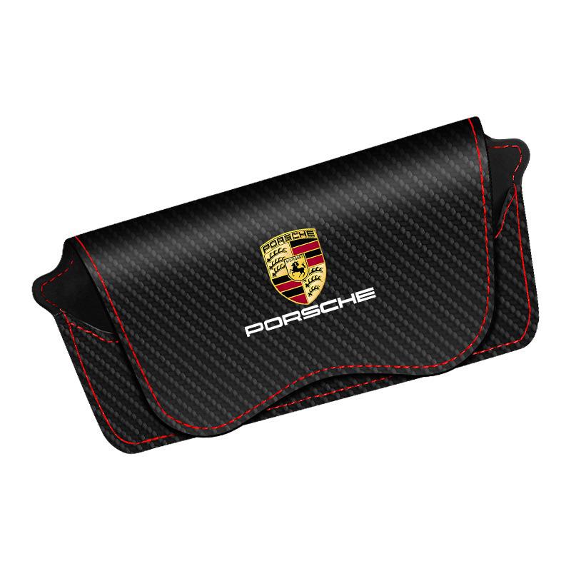 Car Sun Visor Glasses Clip Sunglasses Storage Case for Porsche Panamera Taycan 911 718 Macan Cayenne Boxster Cayman 918 Pajun