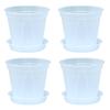Ateena Flower Pots Plastic Slit Pots Transparent Pots Houseplant Pots 4 5 with Bottom Plates Set of 4 B No. No. (Clear, No. 6)