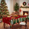 Red Christmas Grid Waterproof Dining Table Cloth, Rectangular/Round Snowflake Christmas Tree Pattern Light Luxury Dining Table Cloth
