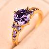 Vintage Female Purple Crystal Stone Charm Gold Color Thin Wedding Jewelry For Women Luxury Round Zircon Engagement Ring