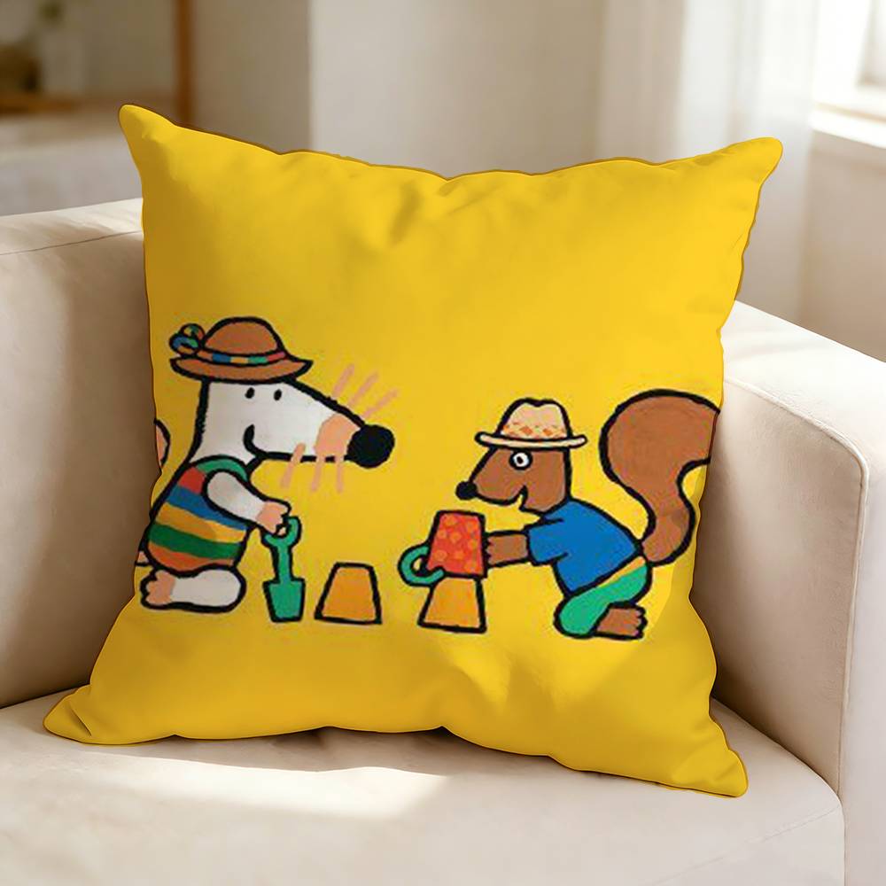 Animated cartoon M-Maisy Mouse Square Double-Sided printed Pillow Case Bedroom Bedside Pillow Sofa Cushion Cover