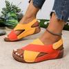 Sandali da donna con zeppa a contrasto e tacco alto, scarpe casual a punta aperta con suola spessa, comodi sandali con cinturino alla caviglia