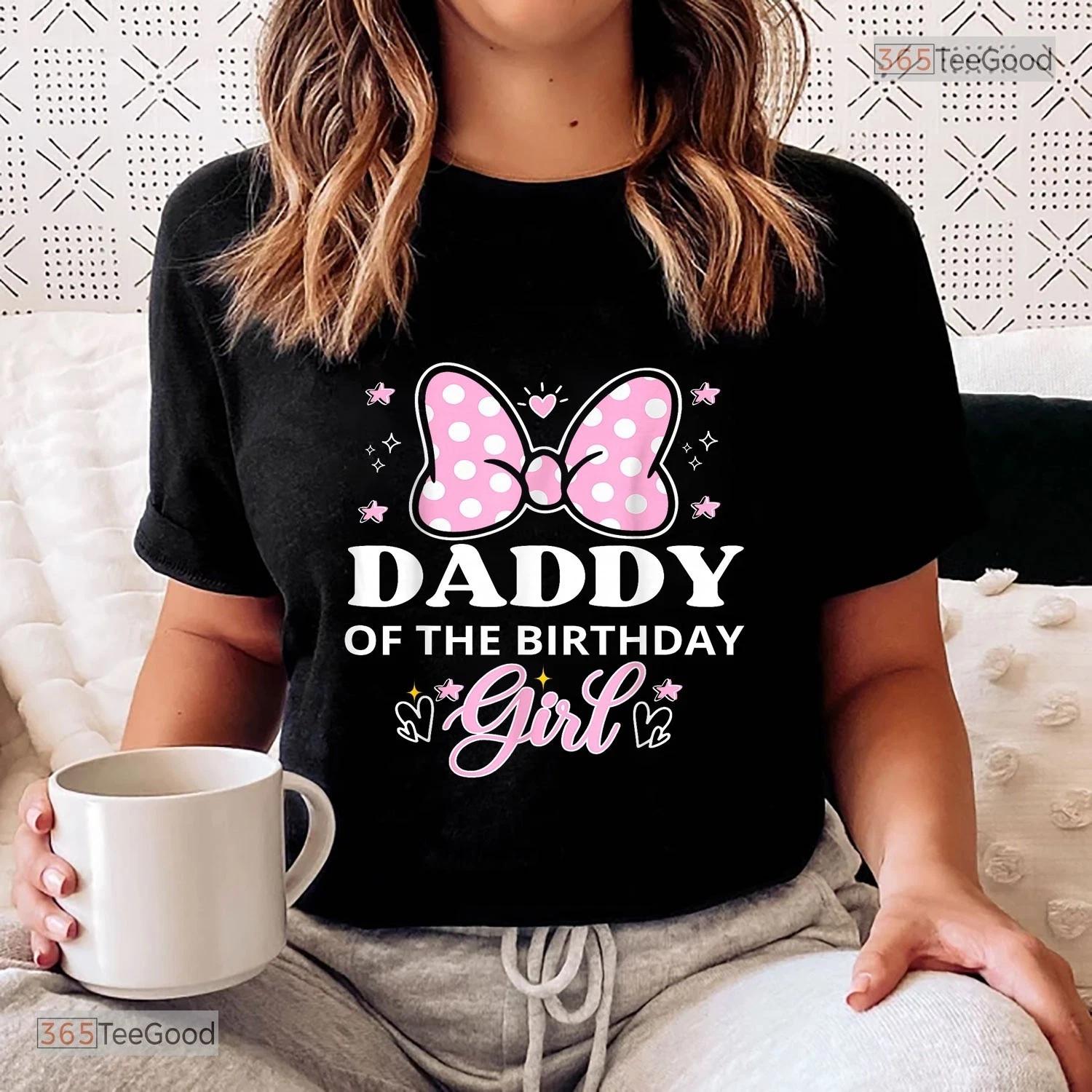 Daddy Of The Birthday Girl Tee - Pink Bow Family Matching Party T-shirt L