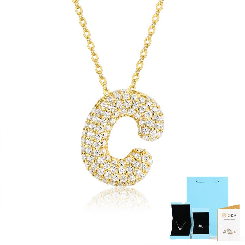 Letter Pendant Necklace 925 Silver Plated 18K Gold Collarbone Chain Fashionable Versatile Moissanite Chain
