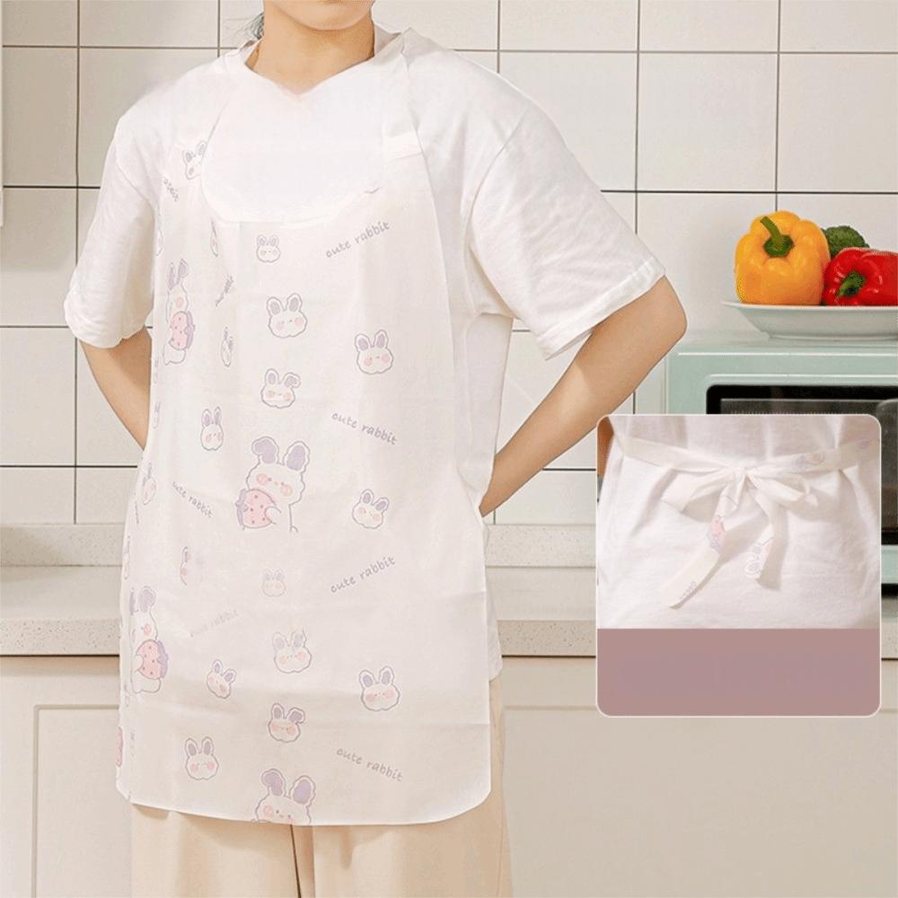 Breathable Unisex Aprons Anti Fouling Thicken Disposable Non-woven Apron Rabbit Oil-proof Hot Pot Restaurant Apron Picnic