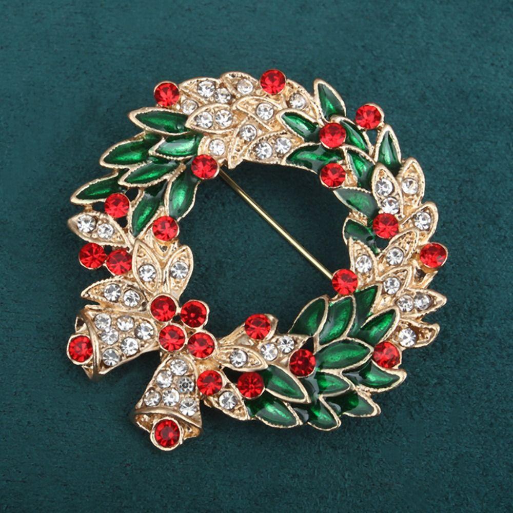 Korean Style Christmas Brooch Badge Christmas Tree Brooch Daily Enamel Rhinestone Brooches  Daily
