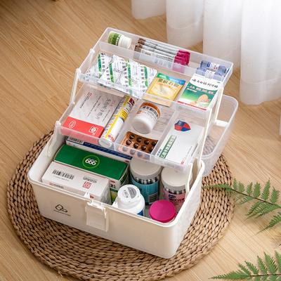 Pill Box Hem Flerlagers Tre-lager Medicin Box Hushållsmedicin Förvaringsbox Gemenskap Kärlek Sponsorship Box Medicin Box