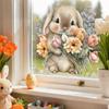 Easter Flower Rabbit Sticker PVC Festival Party Sticker New Wall Stickers  Window Decoration