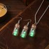 Retro Alternative Necklace Glow Ghost Necklace, Glow-in-The-Dark Bottle Pendant, Cute Mysterious Keepsakes Earrings, Gothic Halloween Jewelry