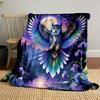 Majestic Owl Under Moonlit Sky Patterned Blanket, Flannel, Suitable for All Seasons, Home Decor, Warm and Cozy