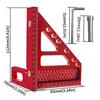 3D 45/90 Degree Imperial Multi-Angle Measuring Ruler Aluminum Alloy Woodworking Square Protractor for Engineer Carpenter