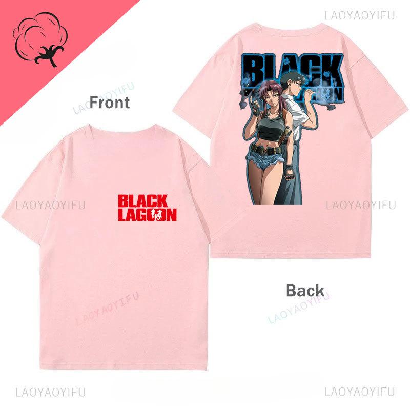 Black Lagoon Unisex TShirt Japanese Comic Two Sided Printed Tee Camisa Oneck Cotton Graphic T Shirts Vintage Hot Anime Unisex Ops