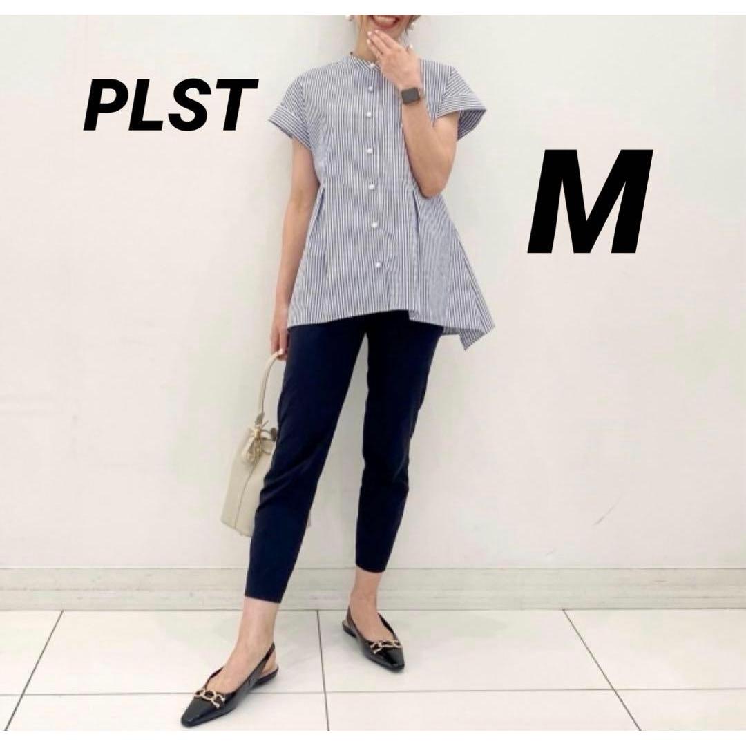 PLST Short Sleeve Shirt A-Line Border Stripe
