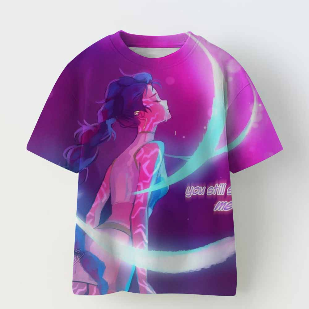 

Дитячий одяг для дівчинки хлопчика KPop Мисливці на демонів 2025 Подарунок для фанатів фільму Літня футболка Топи Мультяшний принт Крута футболка Дитячий Топ Хараджуку 130