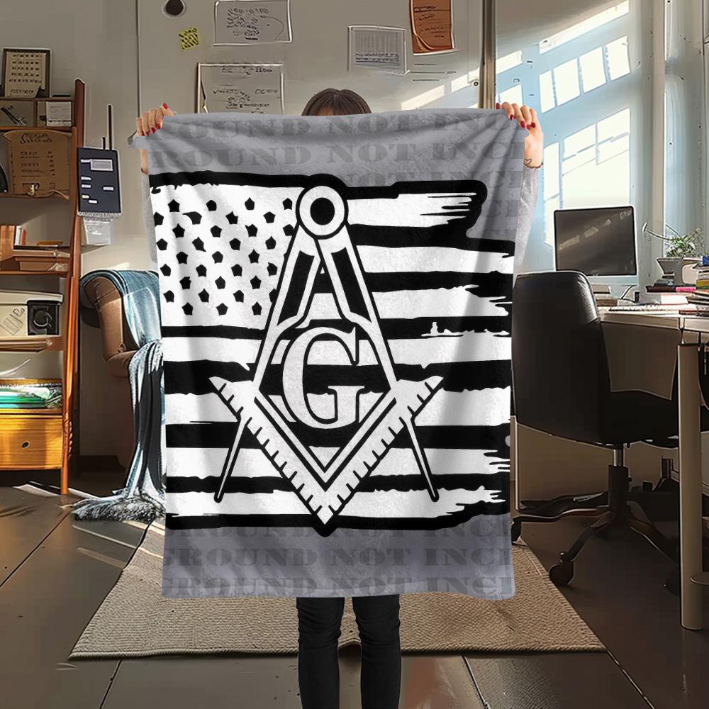 Freemasonry  Print Flannel Blanket, High Quality Comfortable for All Seasons, Home Decor, Warmth and Comfort