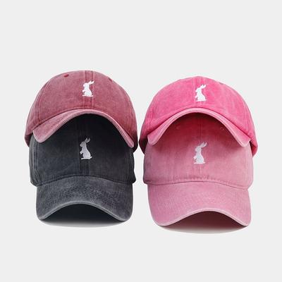 Nowa Vintage Spierana Bawełniana Dżinsowa Czapka Baseballowa Haft Kreskówkowy Królik Uroczy Snapback Zewnętrzne Kapelusze Przeciwsłoneczne Dla Mężczyzn Kobiet