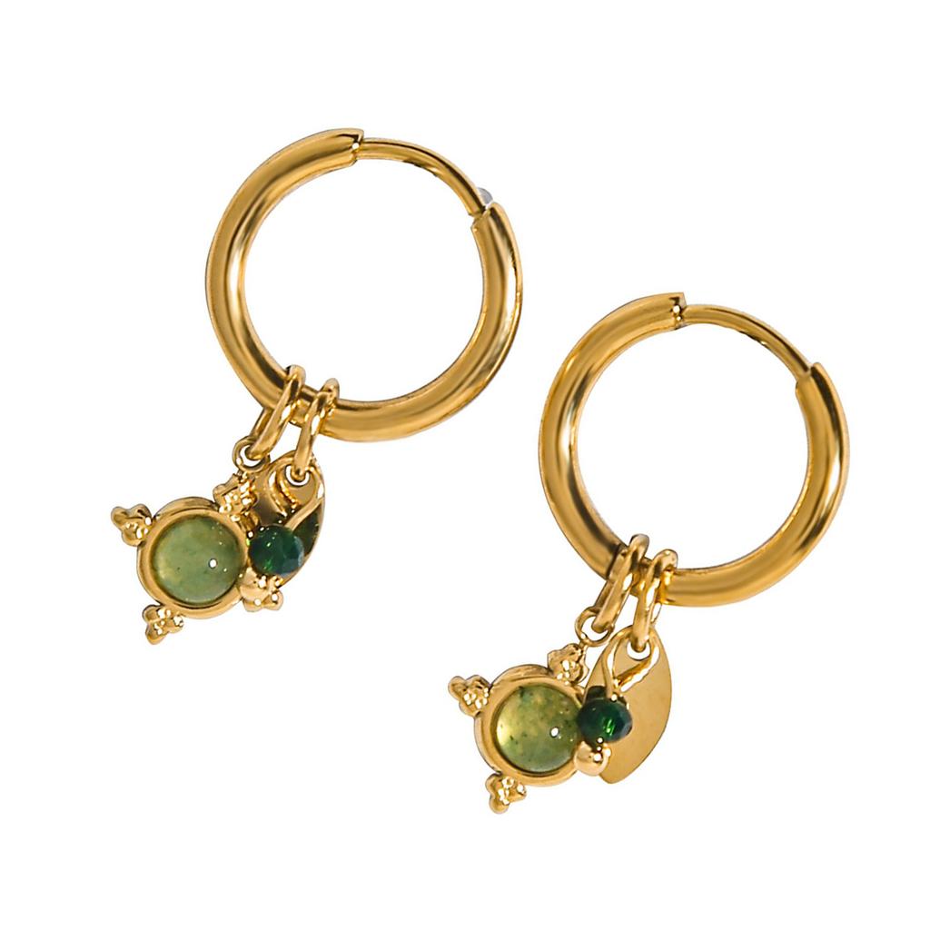 Clips d'oreilles pendantes en pierre d'aventurine naturelle, légers et portables en alliage, accessoires d'oreille, bijoux pour peau sensible