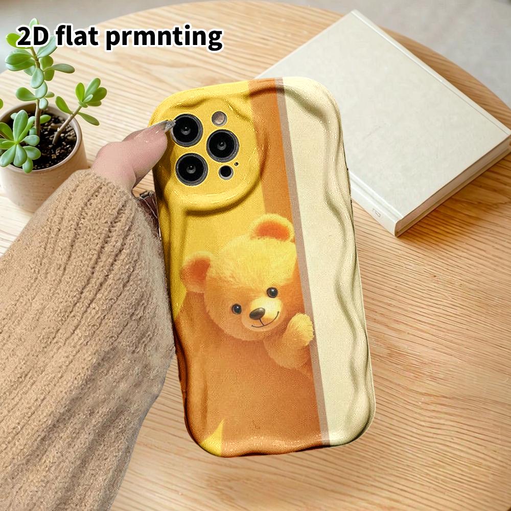 Phone Case: 2D Flat Design Cases Suitable for iPhone 18, 17, 16, 15, 14, 13 Pro, Couple Style, Yellow Bear, Christmas and Halloween Gifts