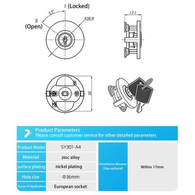 Socket Lock With Key Lockable Power Anti-Theft Lock Child For Protection Zinc Alloy Socket Lock Household Safety Lock