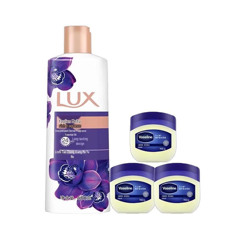 LUX Enchanting Lotus Shower Gel & Vaseline Repairing Jelly Bundle
