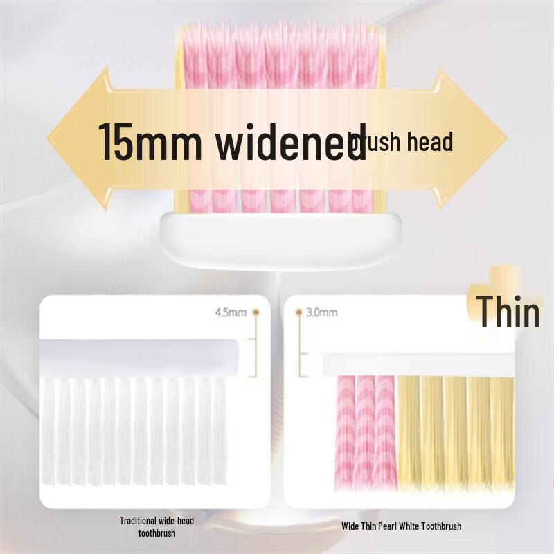 Lion Pearl White Wide Head Soft Bristle Toothbrush, 2-Pack