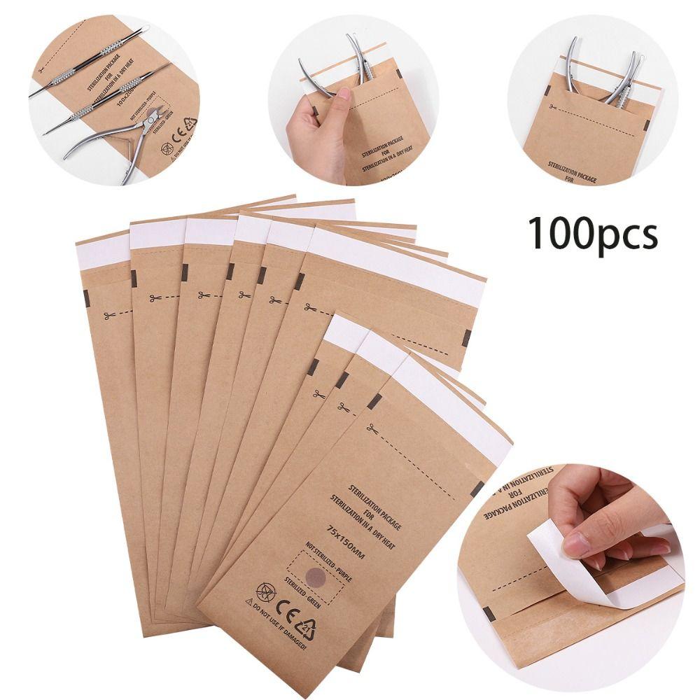 100Pcs Safety Sterilization Nail Bag Healthy Manicure Sterilizer Pouch  Nail Salon
