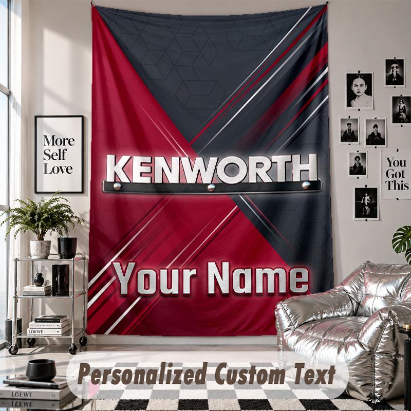 Wall Hanging Tapestry With Custom Name & Text, Kenworth Decorative Tapestry For Bedroom