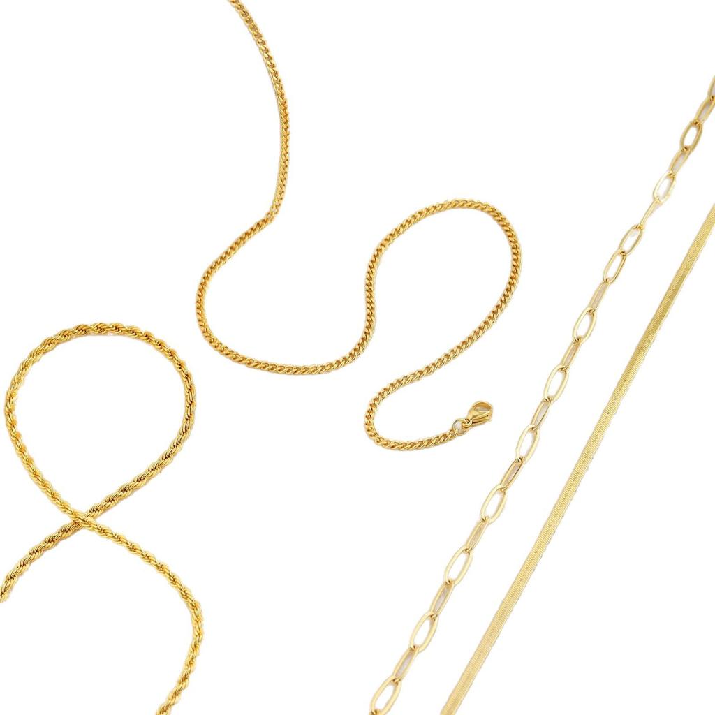 European and American Fashion Multi-Layer Metal Clavicle Necklace - Women's Simple Blade & Figaro Chain