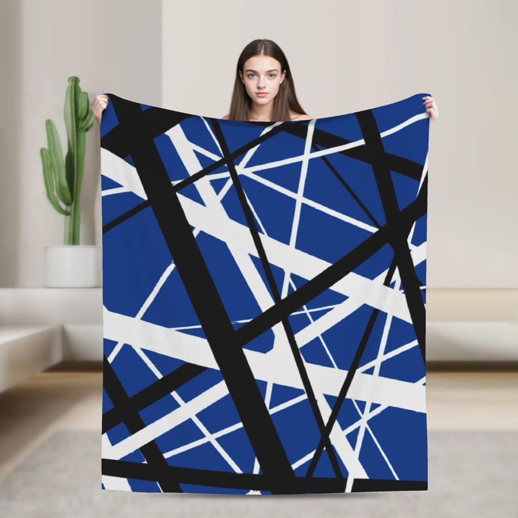 Warm Cozy Blankets Plane Travel Van Halen Blue Rock Stripes Throw Blanket Graphic Bedspread For Sofa Home