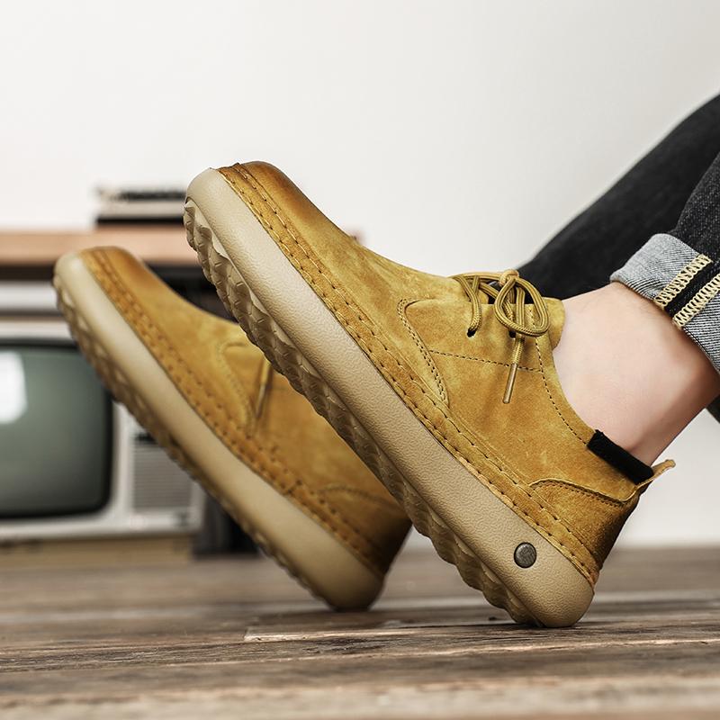 Retro Low-Top Schuhe Herrenschuhe Stil Leder Herbst Neu Lässige Lederschuhe Herren Weiches Leder Weiche Sohlen Herren Schuhe mit großem Zeh