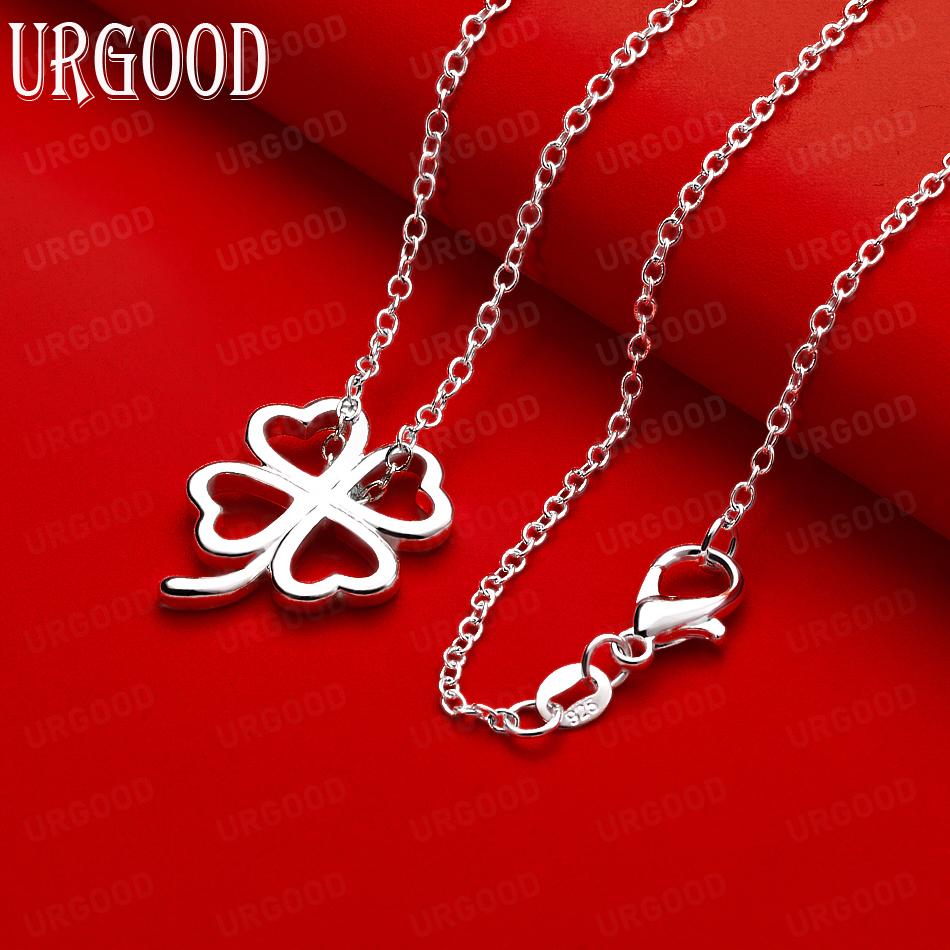 925 Sterling Silver Simple And Exquisite Four-Leaf Clover Pendant Necklace - Stylish Evening Jewelry