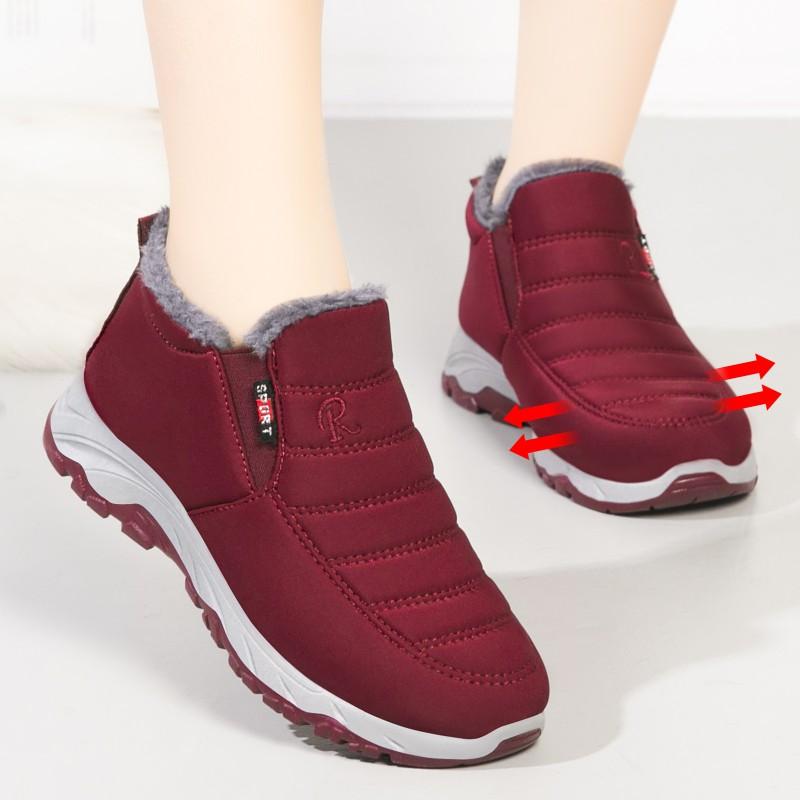 Womens Winter Snow Boots Warm Short Cotton Shoes Non-slip Flat Heel Daily Hiking