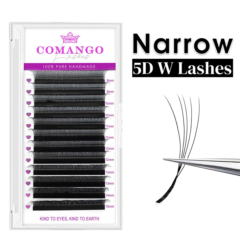 CoMango Narrow 3D/4D/5D W Shaped Eyelash Extension Smaller Spacing Natural Soft Lashes Premade Volume Fans False Eyelashes