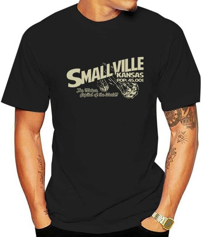 Smallville Kansas Men s Tshirt Loose T-Shirt O Neck Fashion Casual Print T Shirt 4XL чёрный