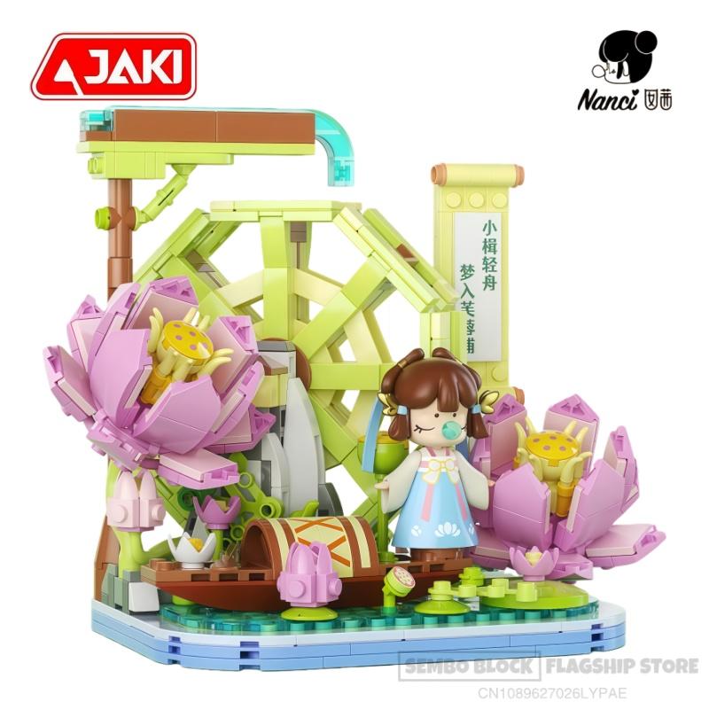 Nanci Assembling Building Blocks Wintersweet Pavilion Anime Cartoon Kawaii Model Collectible Ornament Children Holiday Gift