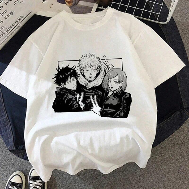 Jujutsu Kaisen T-Shirt Neue japanische Anime Unisex Kawaii Sommer Tops Yuji Itadori Graphic Tees Ulzzang Lose Cartoon Unisex Unisex T-Shirt