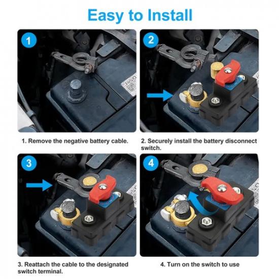 2Pcs 12V & 24V DC Battery Disconnect Terminal Switch Isolator Cut Off for Car RV
