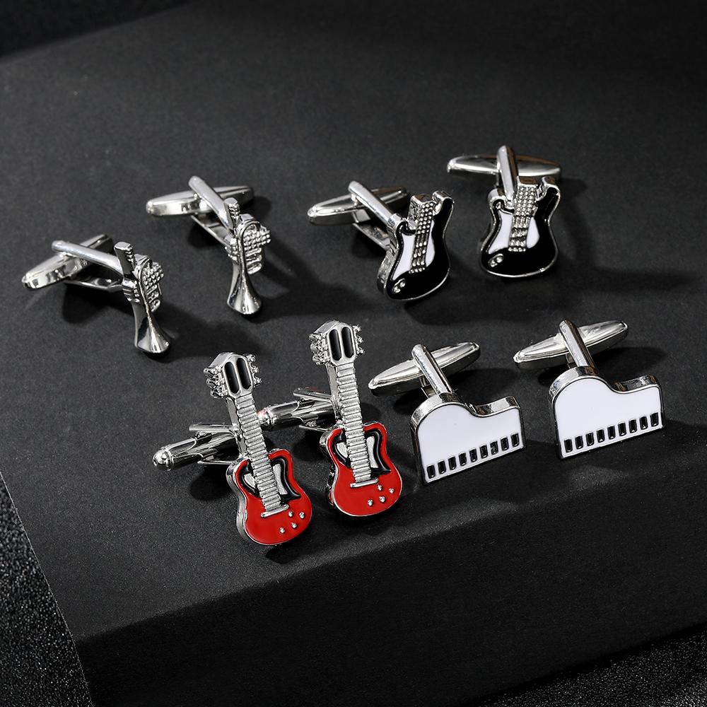 Musical Instrument Collection Cufflinks Tuba Jazz Drum Guitar Bass Saxophone Piano Cuff Links Musician Gift
