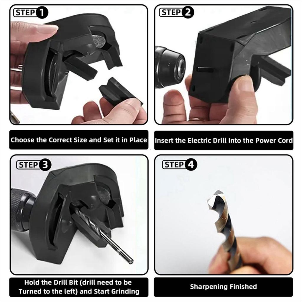 2025+ Black Multi-Functional Drill Bit Sharpener Tool with 6 Pcs Grinding Wheels