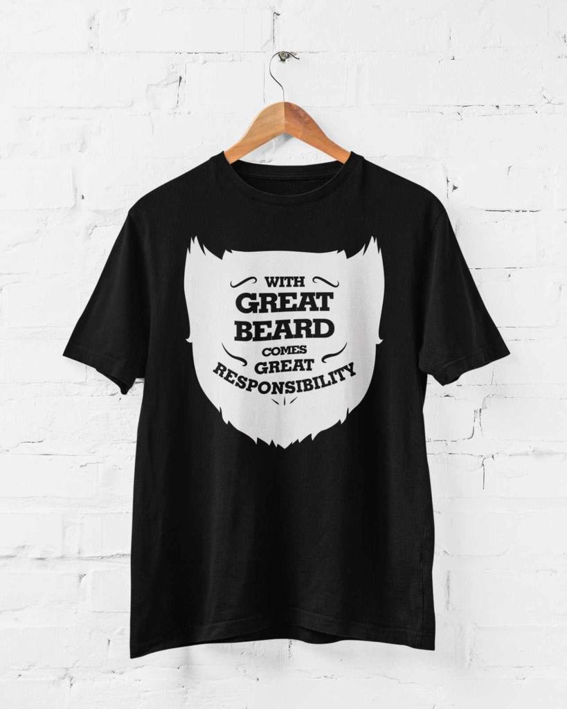 Funny T Shirt With Great Beard Comes Great Responsibility Beards Superhero Quote