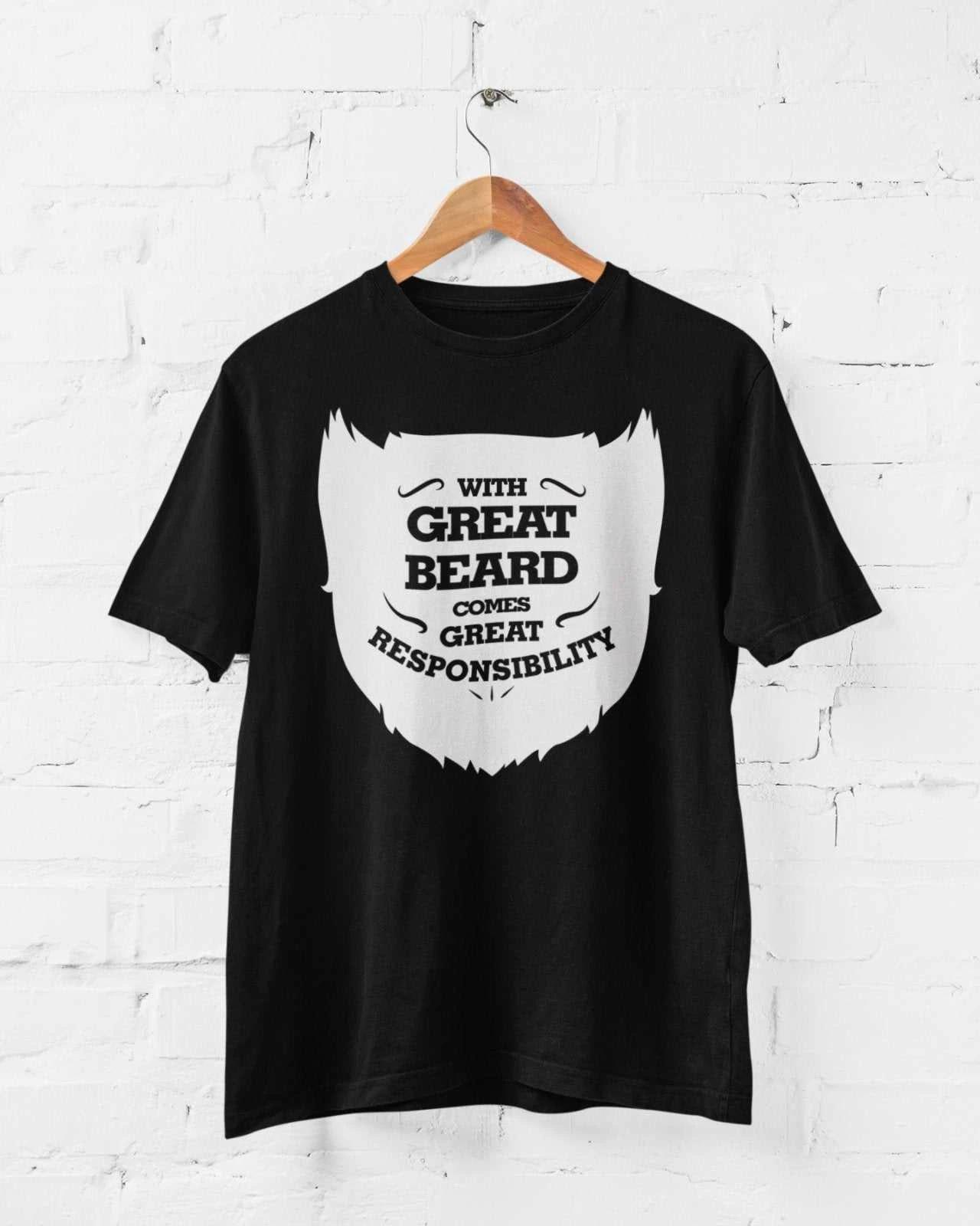 Funny T Shirt With Great Beard Comes Great Responsibility Beards Superhero Quote S