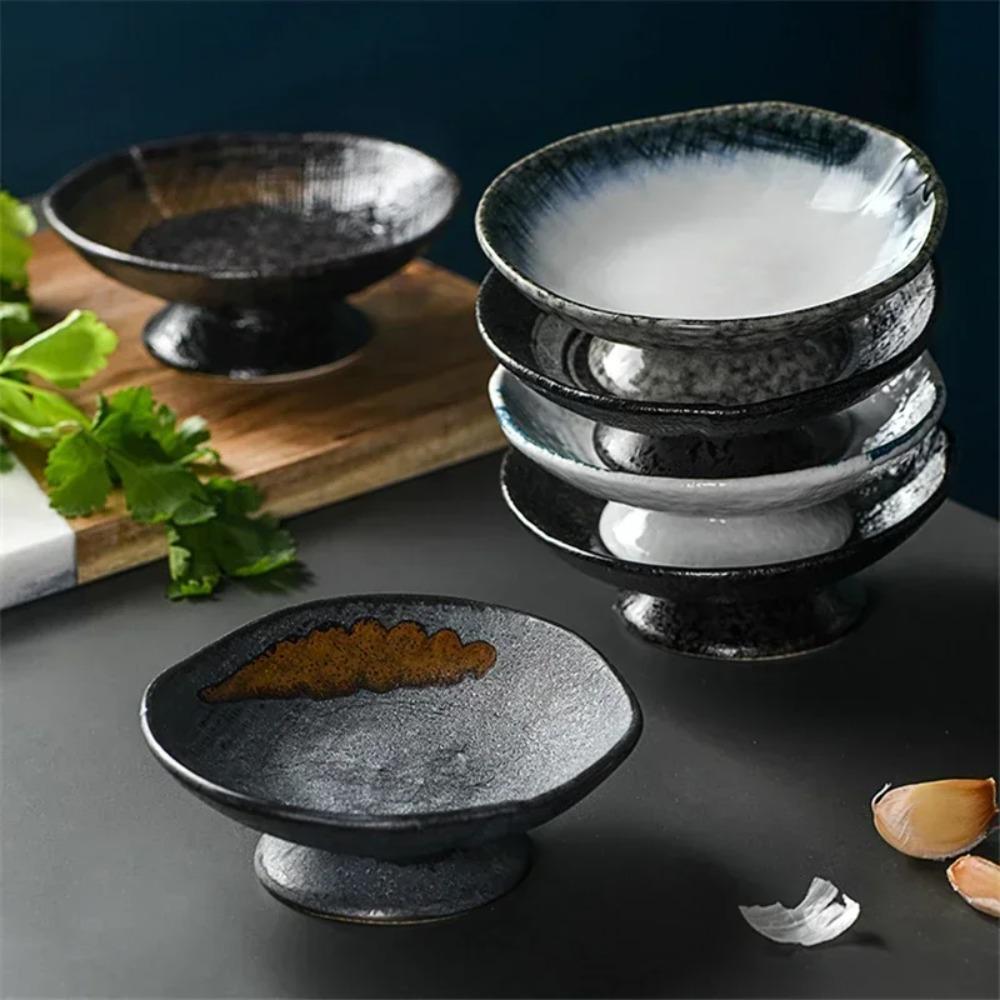 Creative Japanese Ceramic Plate with High Feet Saucer Saucer Snack Tea Dessert Plates Snack Plate Fruit Plate Bowls Ramekin