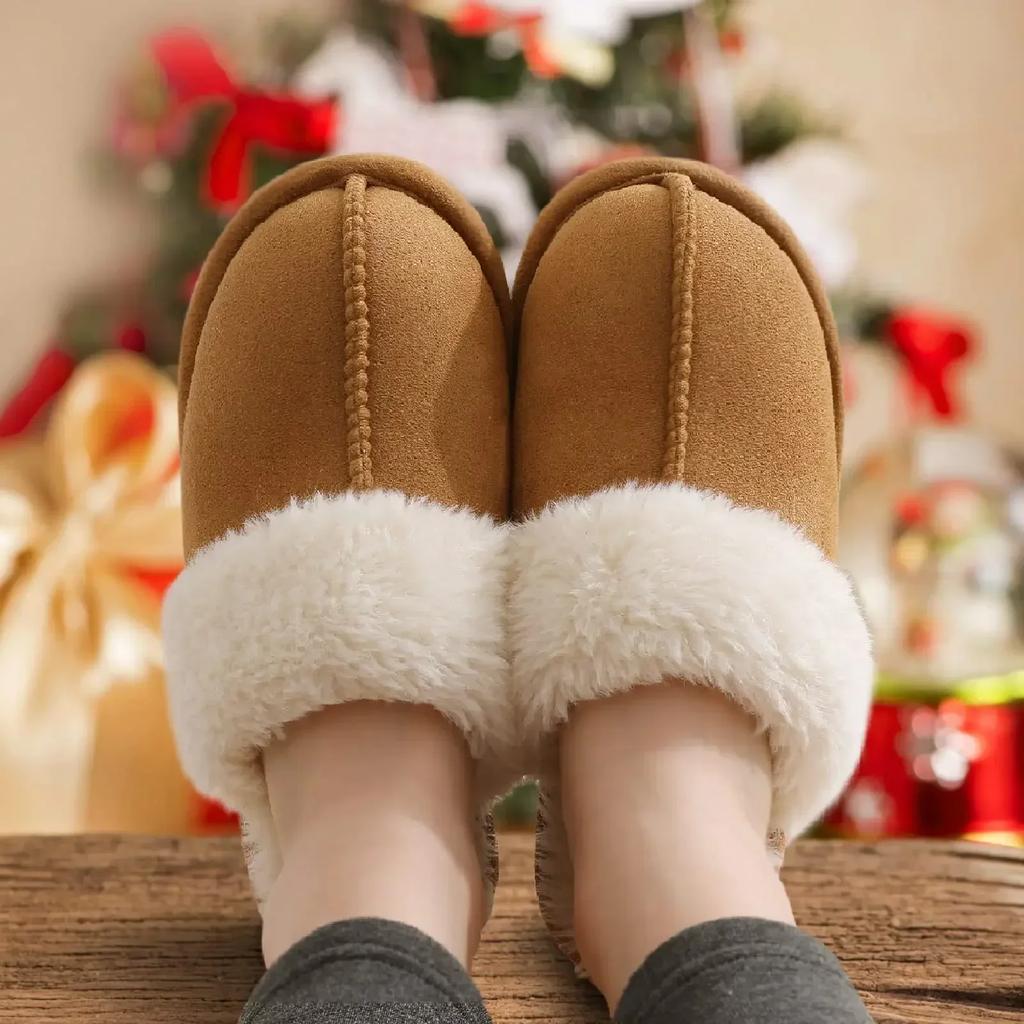 Fashion New Winter Fuzzy Women Slippers Indoor Soft House Shoes Fashion Brand Fluffy Suede Women Shoes Outdoor Antiskid Flat Slippers