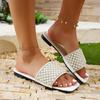 Fashion New Style Popular Women's Fashionable Flat Sandals with Artificial Pearl and Rhinestone Decoration Luxury Slippers Zapatos Mujer